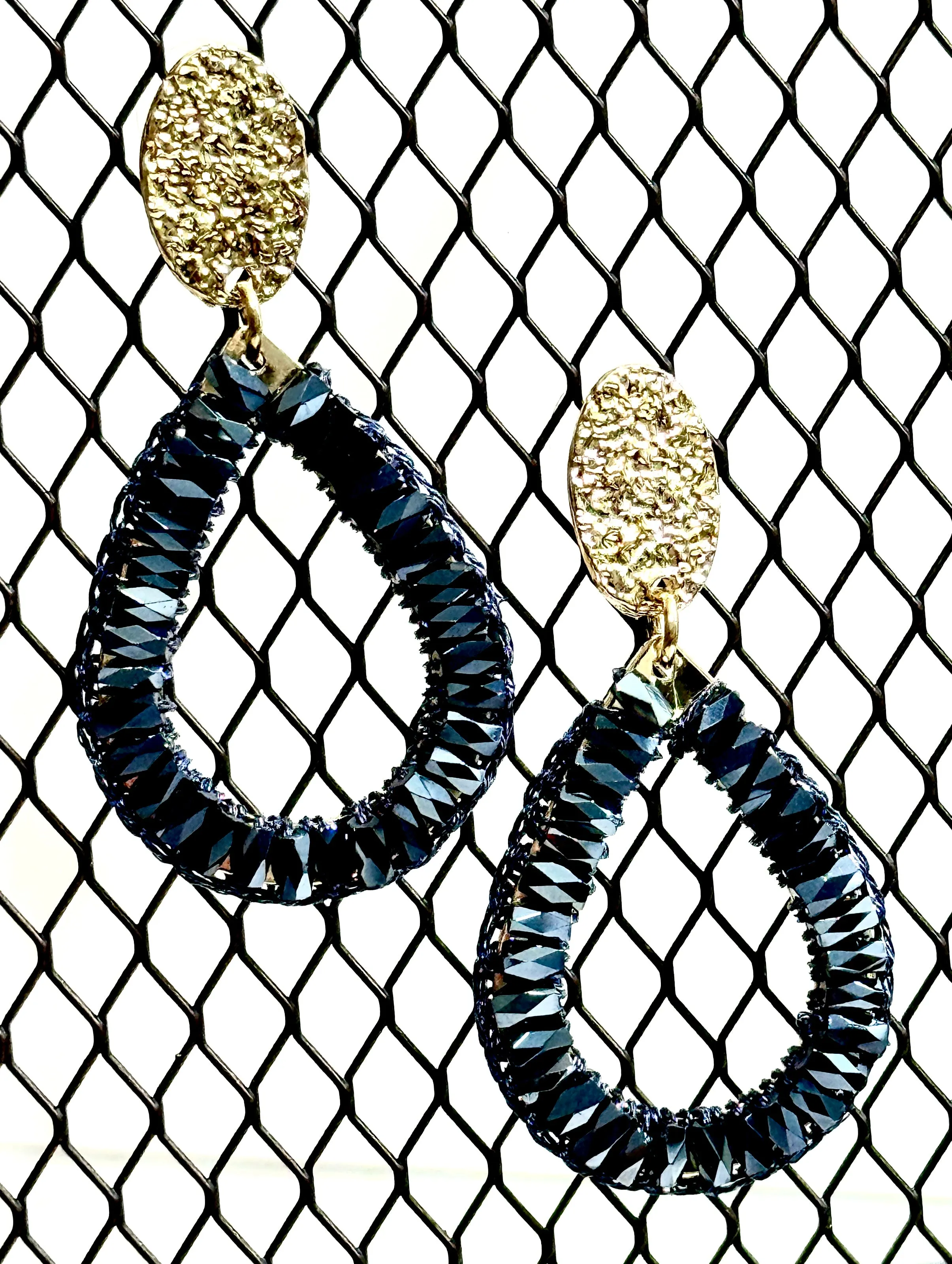 ‘So In Style’ Midnight Blue and Gold Drop Earrings