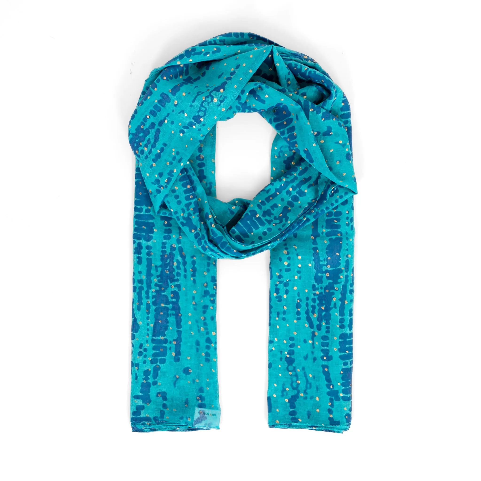 Soraya Lightweight Cotton Scarf - Blue/Aqua, Tie Dye