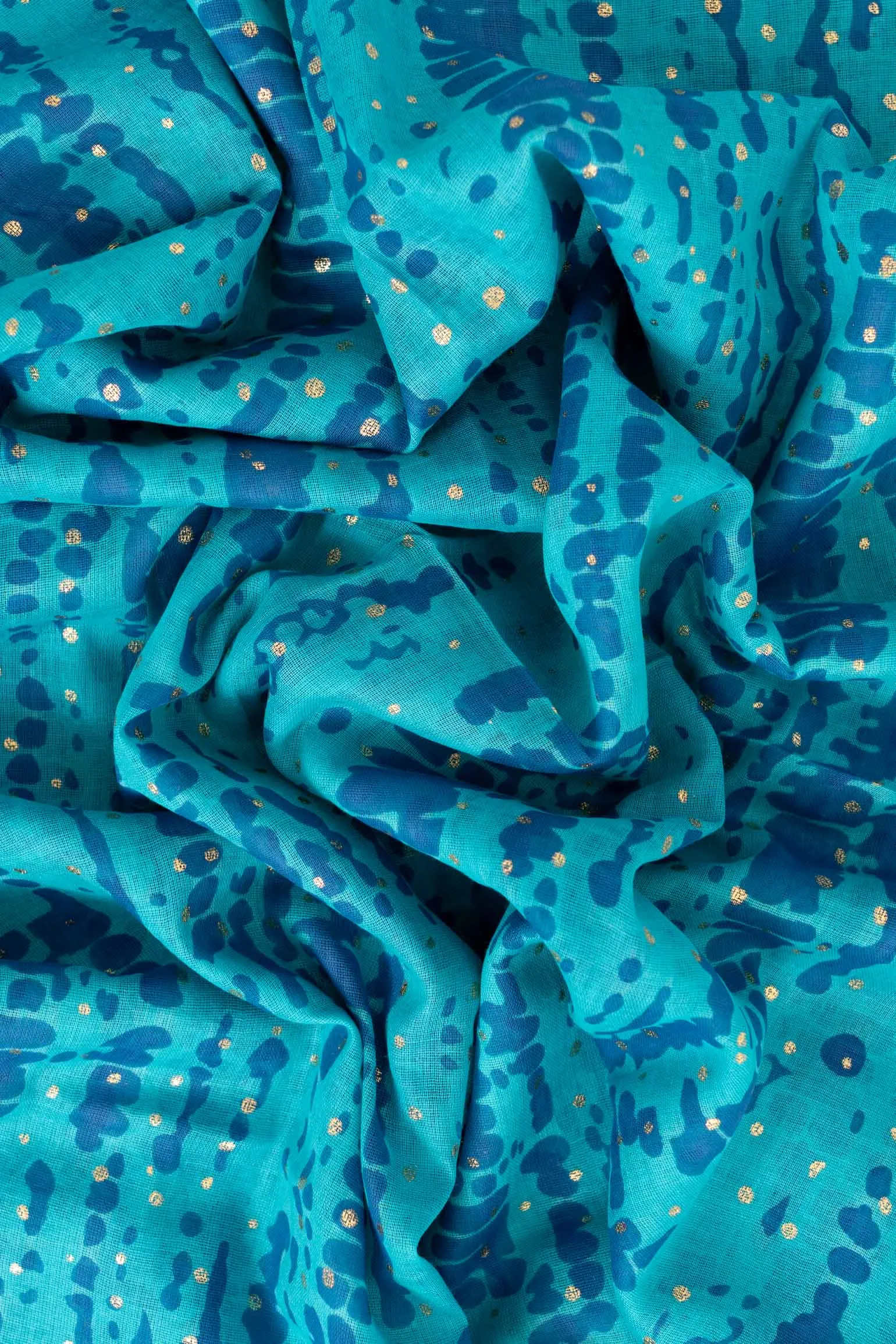 Soraya Lightweight Cotton Scarf - Blue/Aqua, Tie Dye