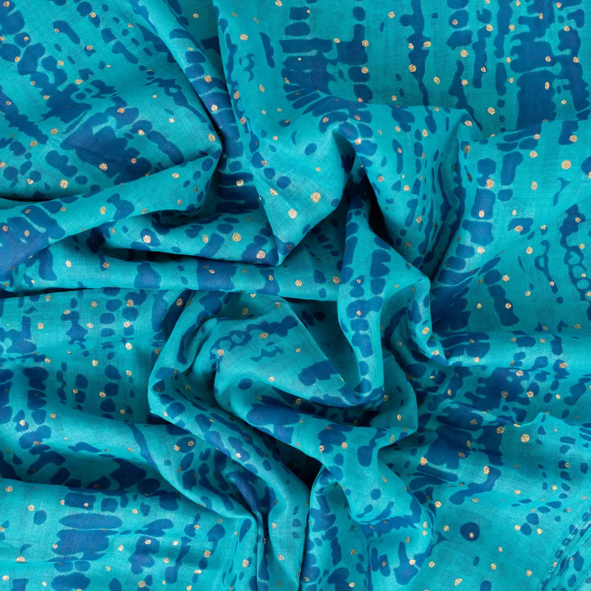 Soraya Lightweight Cotton Scarf - Blue/Aqua, Tie Dye