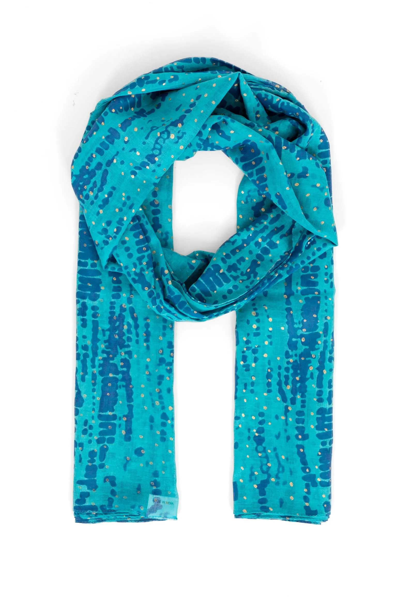 Soraya Lightweight Cotton Scarf - Blue/Aqua, Tie Dye