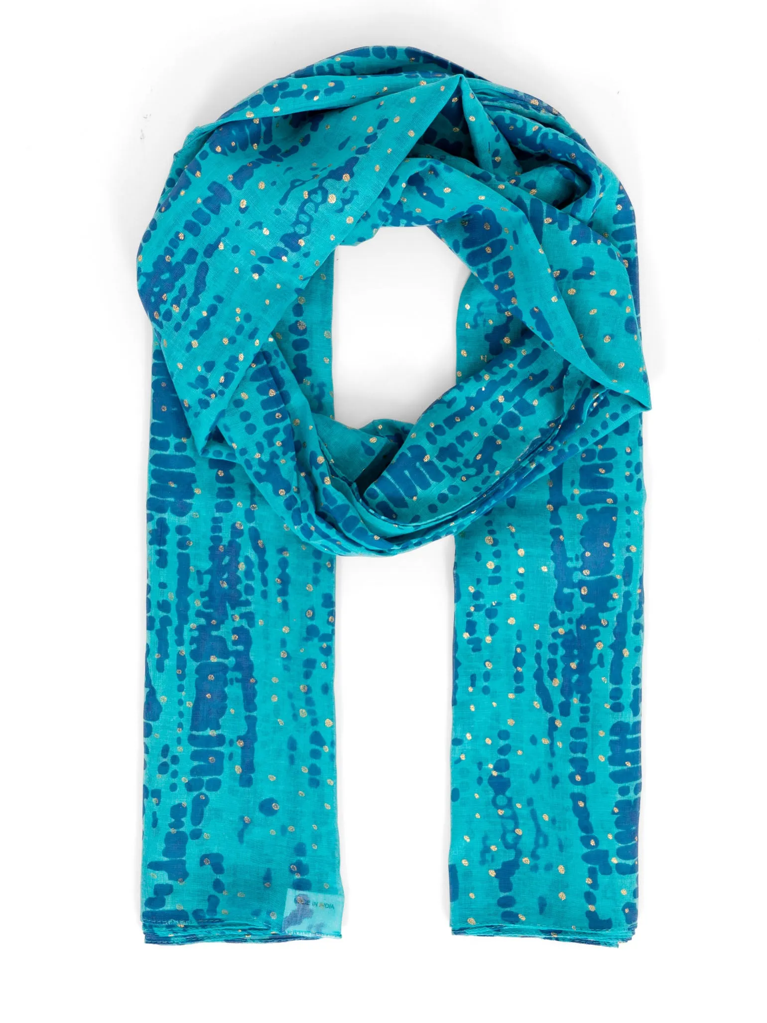 Soraya Lightweight Cotton Scarf - Blue/Aqua, Tie Dye