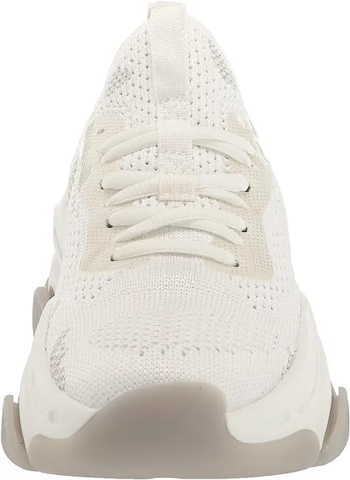 Steve Madden Pike White Lace Up Stretchy Mesh Upper Lace Up Low Top Sneakers