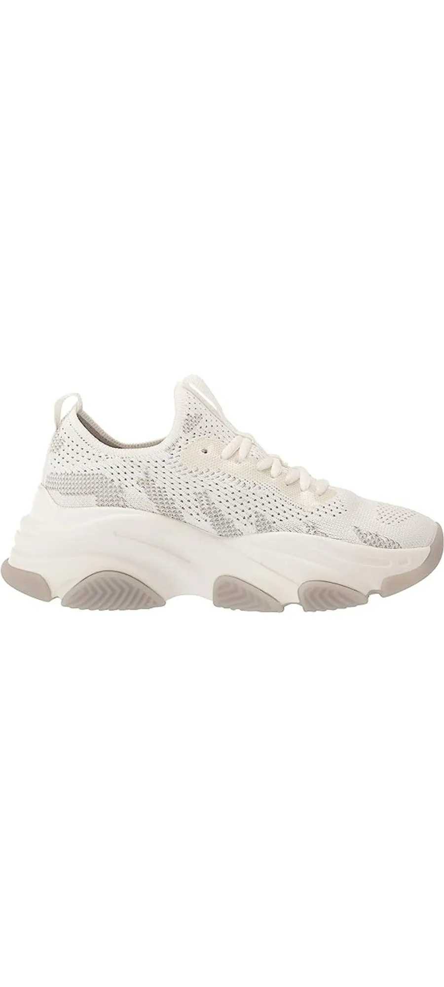 Steve Madden Pike White Lace Up Stretchy Mesh Upper Lace Up Low Top Sneakers