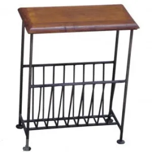 Takat Metal Jali Natural Solid Wood Iron Magazine Rack