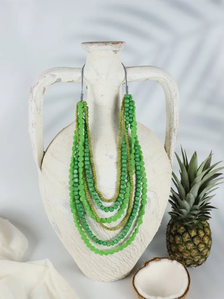 Timber Bead Necklace - Makawao - Rainforest