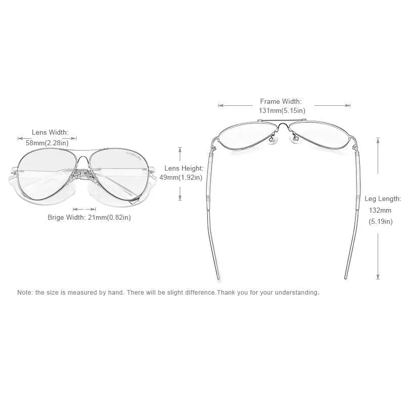 Titanium Alloy Polarized Sunglasses - Pilot Mirror Eyewear