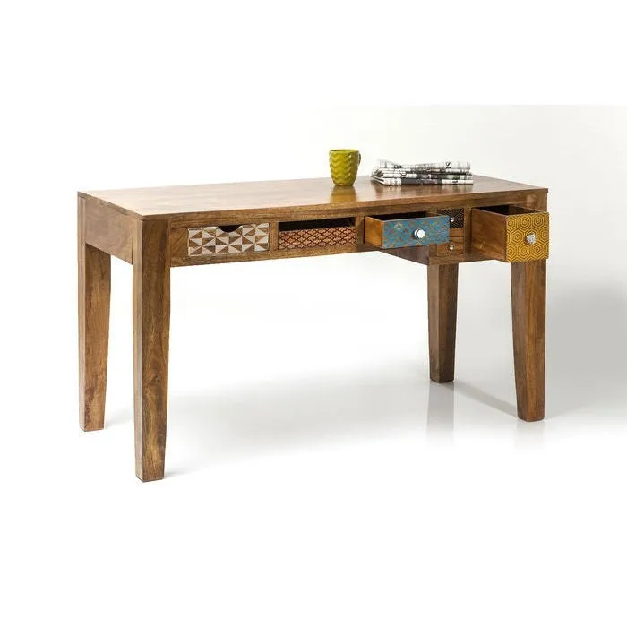 Vivid Screen Contemporary Mango Wood Console Hall Table Study Desk
