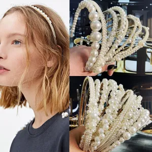Wenkouban 23 Styles Simulation Pearl Hairbands Women Hair Accessories Korean Handmade Bow Flower Hoops Headband Wedding Ornaments 2022 New