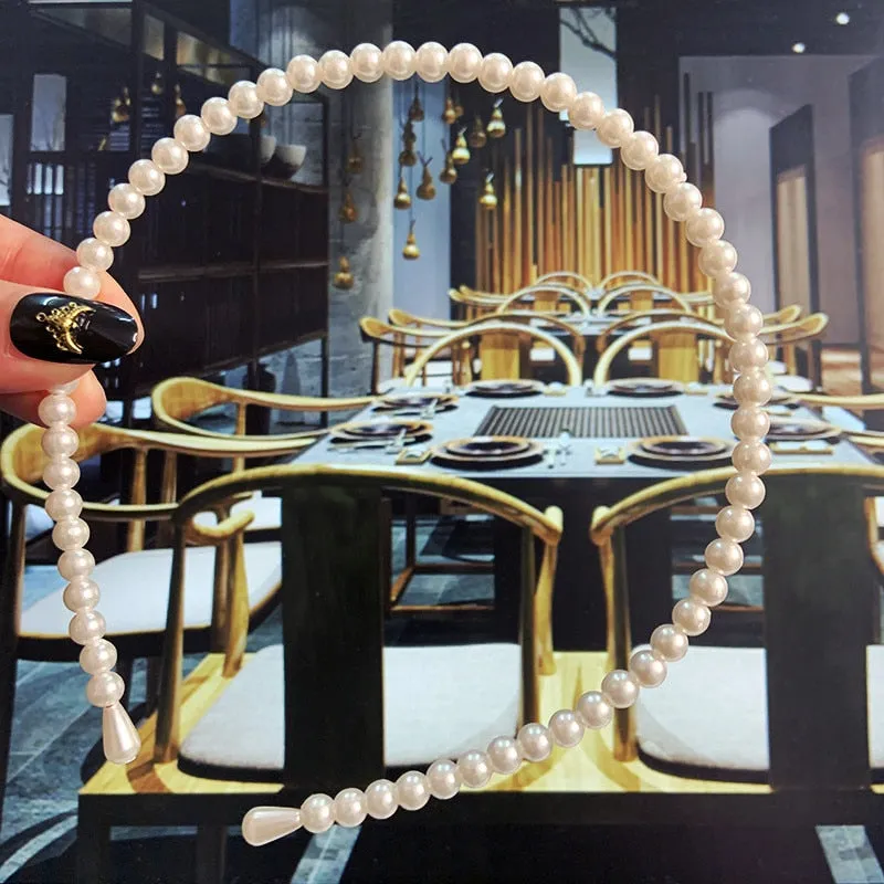 Wenkouban 23 Styles Simulation Pearl Hairbands Women Hair Accessories Korean Handmade Bow Flower Hoops Headband Wedding Ornaments 2022 New