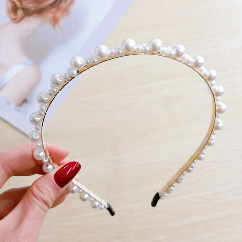 Wenkouban 23 Styles Simulation Pearl Hairbands Women Hair Accessories Korean Handmade Bow Flower Hoops Headband Wedding Ornaments 2022 New