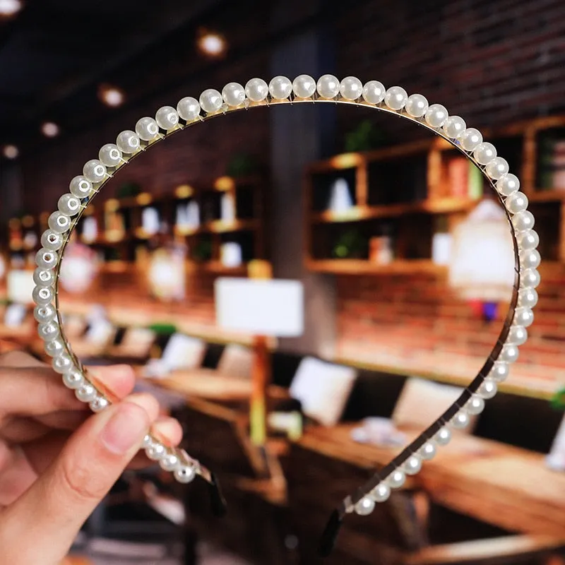Wenkouban 23 Styles Simulation Pearl Hairbands Women Hair Accessories Korean Handmade Bow Flower Hoops Headband Wedding Ornaments 2022 New