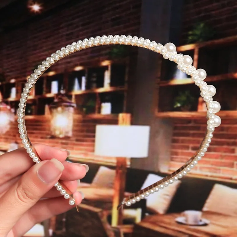 Wenkouban 23 Styles Simulation Pearl Hairbands Women Hair Accessories Korean Handmade Bow Flower Hoops Headband Wedding Ornaments 2022 New