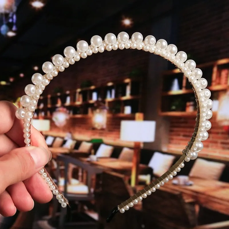 Wenkouban 23 Styles Simulation Pearl Hairbands Women Hair Accessories Korean Handmade Bow Flower Hoops Headband Wedding Ornaments 2022 New