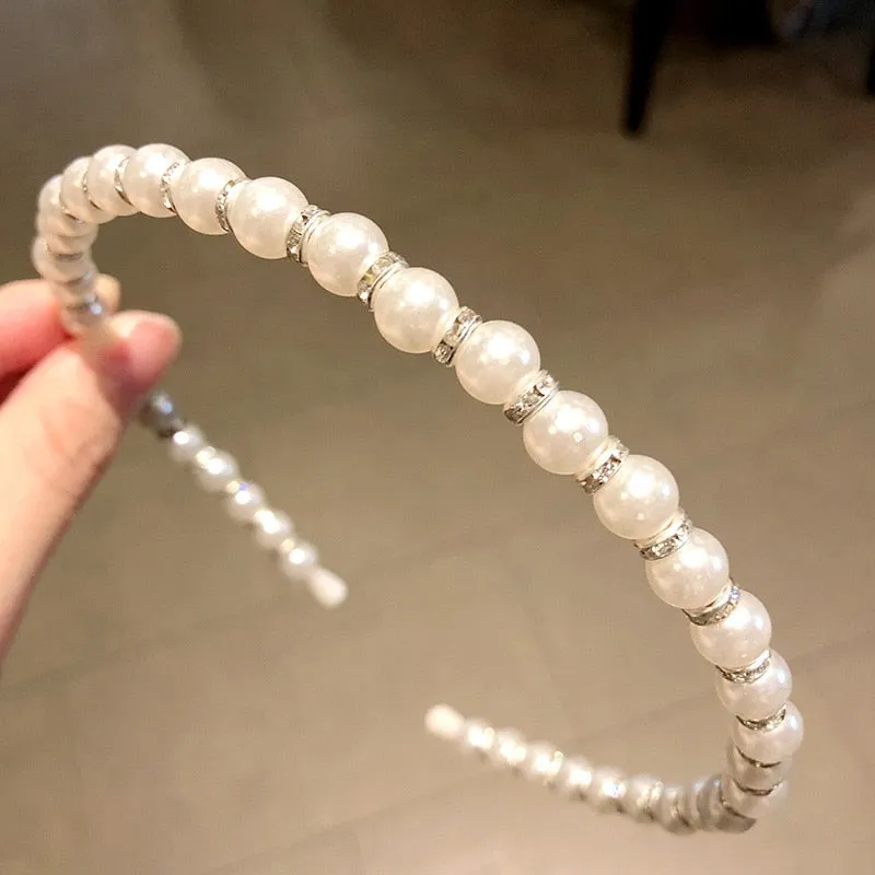 Wenkouban 23 Styles Simulation Pearl Hairbands Women Hair Accessories Korean Handmade Bow Flower Hoops Headband Wedding Ornaments 2022 New