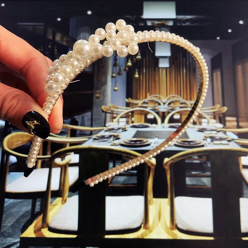 Wenkouban 23 Styles Simulation Pearl Hairbands Women Hair Accessories Korean Handmade Bow Flower Hoops Headband Wedding Ornaments 2022 New