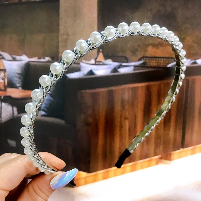 Wenkouban New 2022 Acetate Chain Gold Silver Bezel Hairbands Women's accessories Vintage Fashion Girls Headband Hoop Femme Hair Ornaments