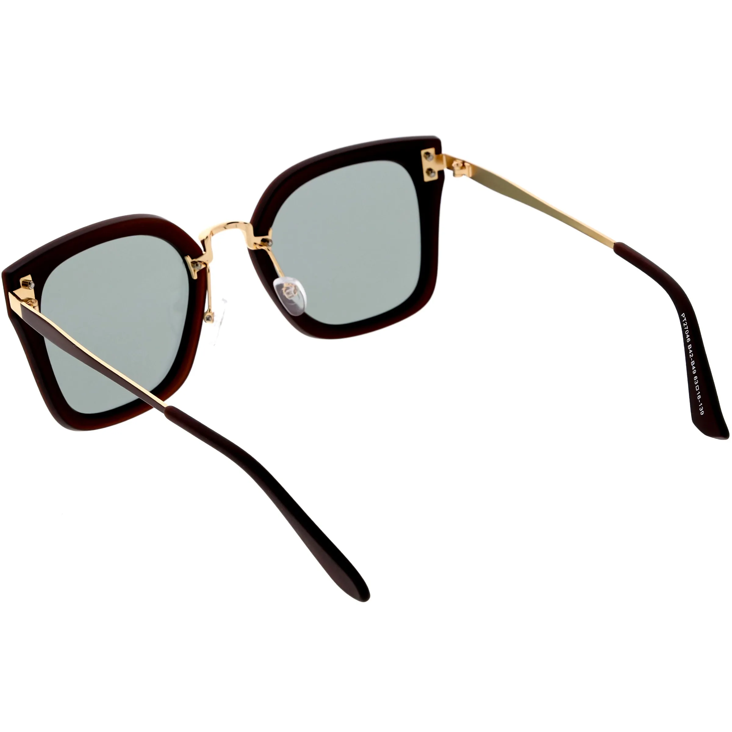 Women's Oversize Square Mirrored Polarized Flat Lens Sunglasses C883