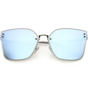 Women's Oversize Square Mirrored Polarized Flat Lens Sunglasses C883