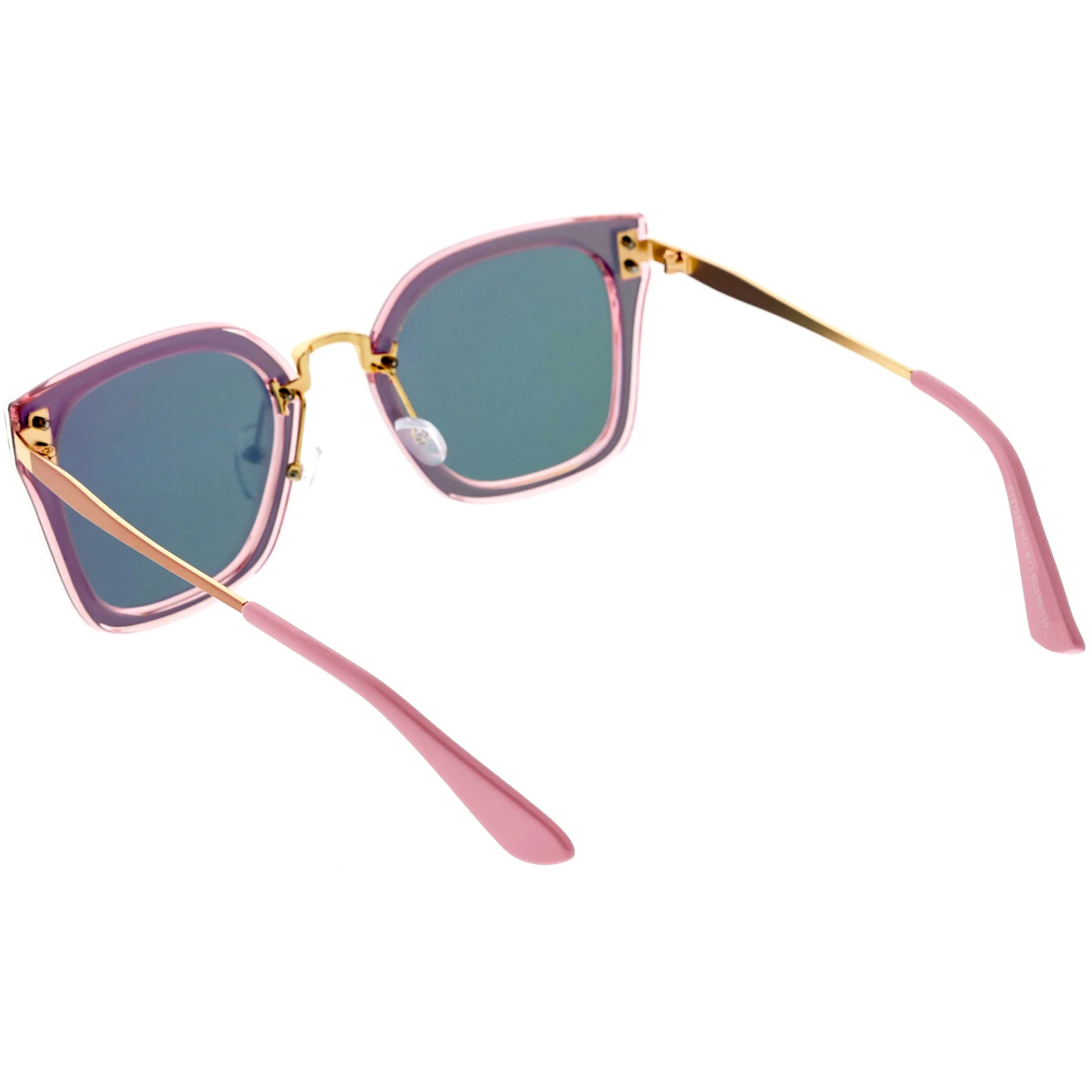 Women's Oversize Square Mirrored Polarized Flat Lens Sunglasses C883