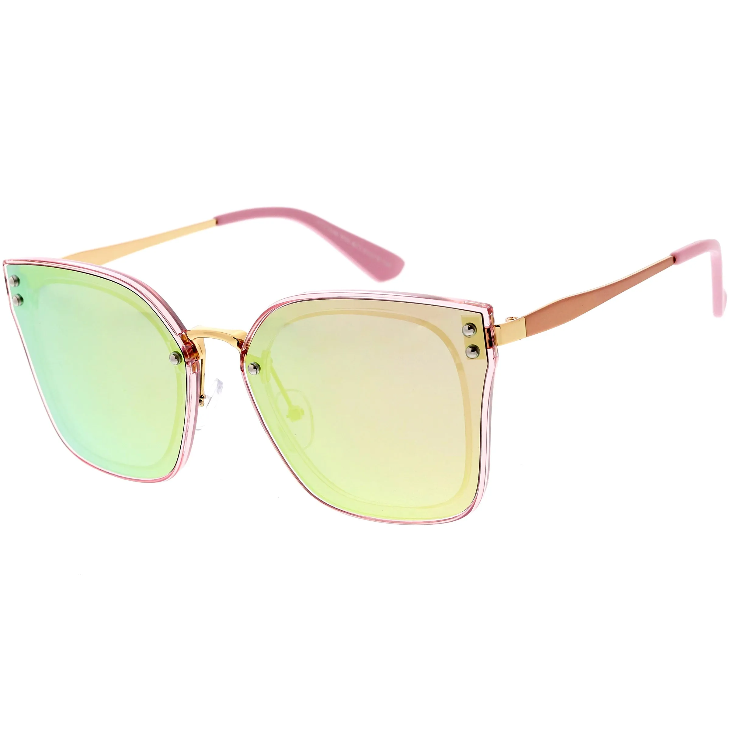 Women's Oversize Square Mirrored Polarized Flat Lens Sunglasses C883