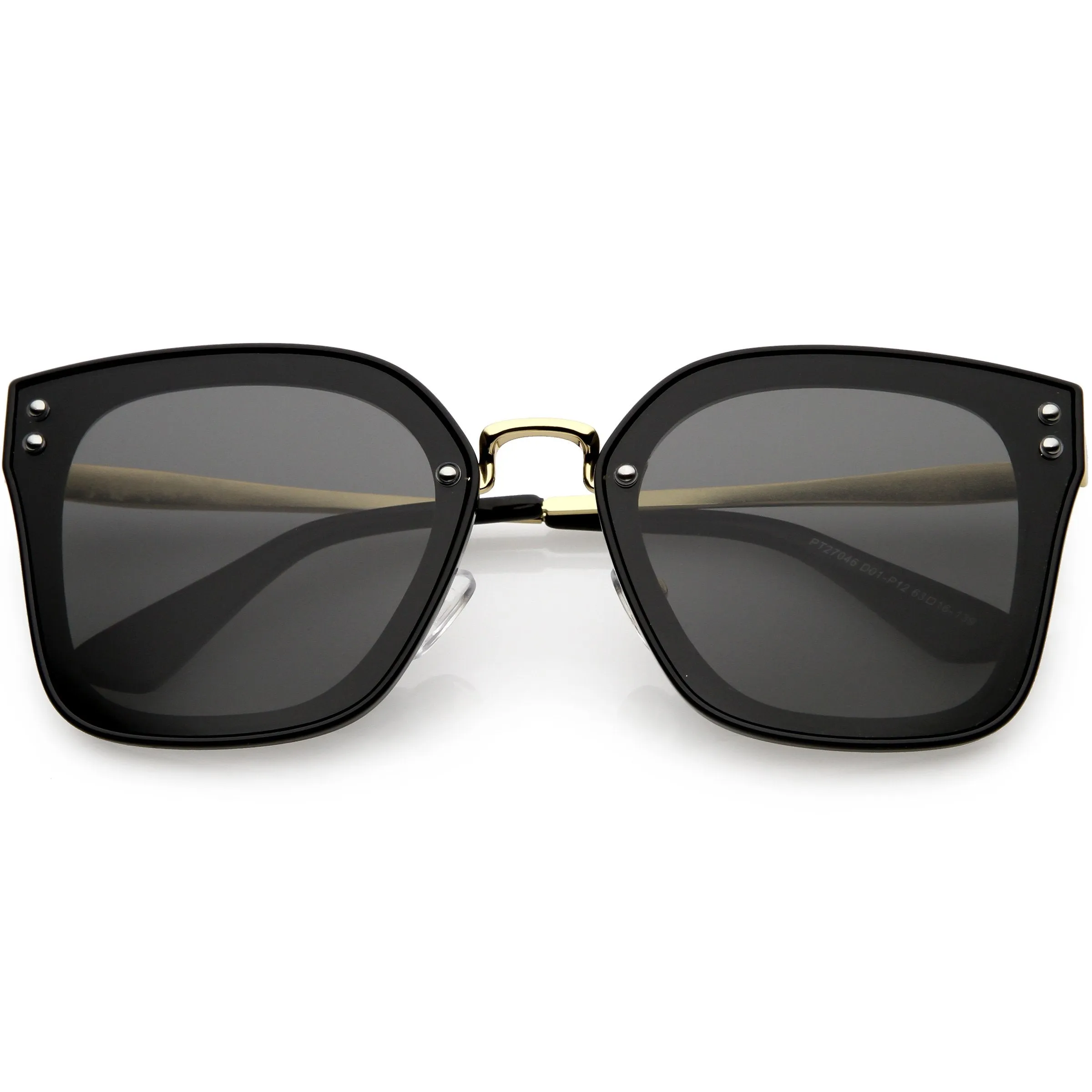 Women's Oversize Square Mirrored Polarized Flat Lens Sunglasses C883