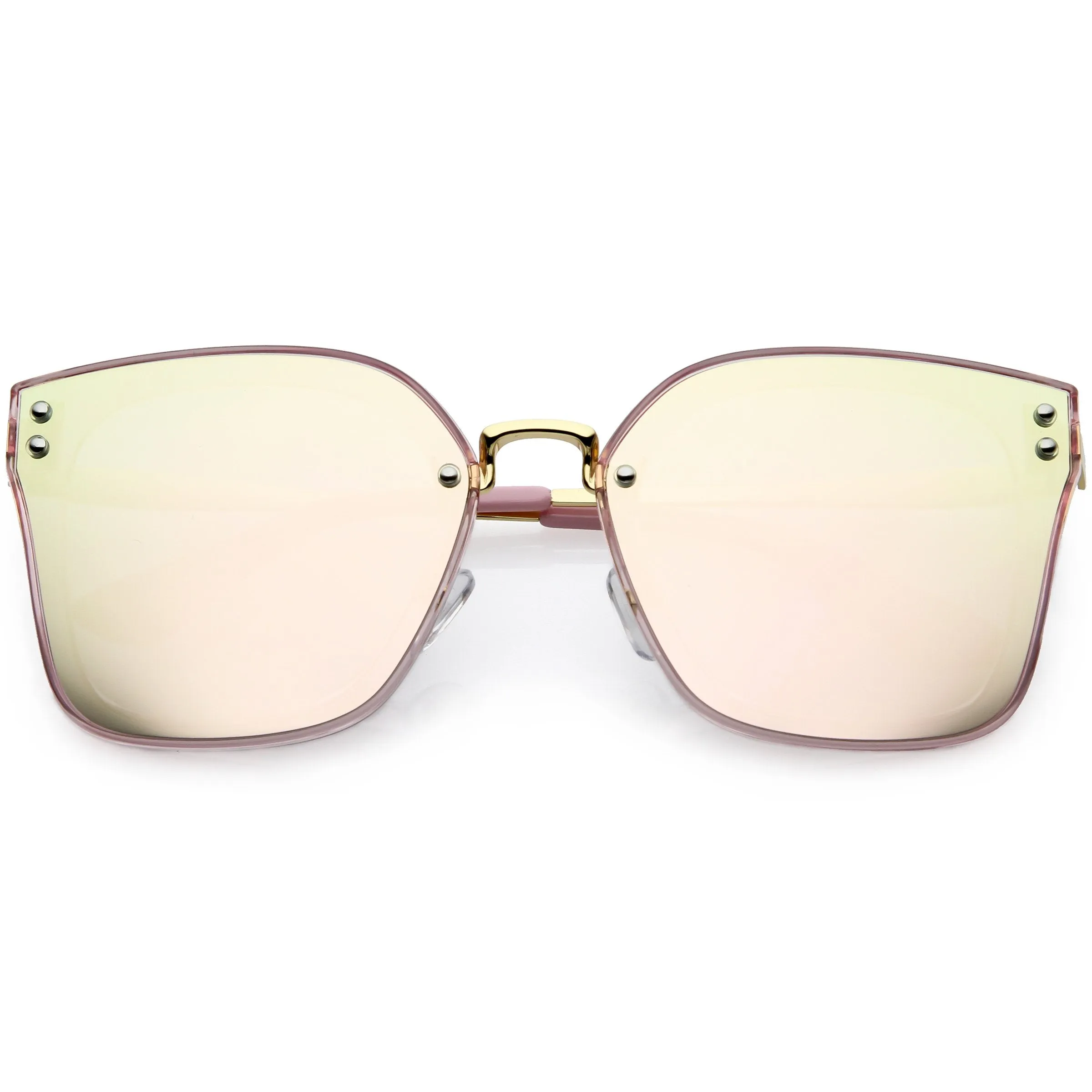 Women's Oversize Square Mirrored Polarized Flat Lens Sunglasses C883