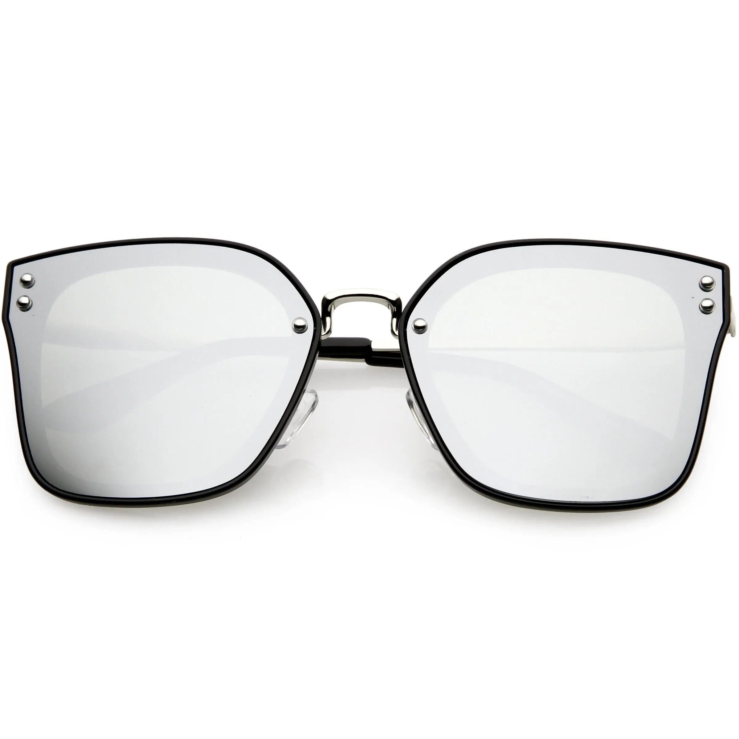 Women's Oversize Square Mirrored Polarized Flat Lens Sunglasses C883