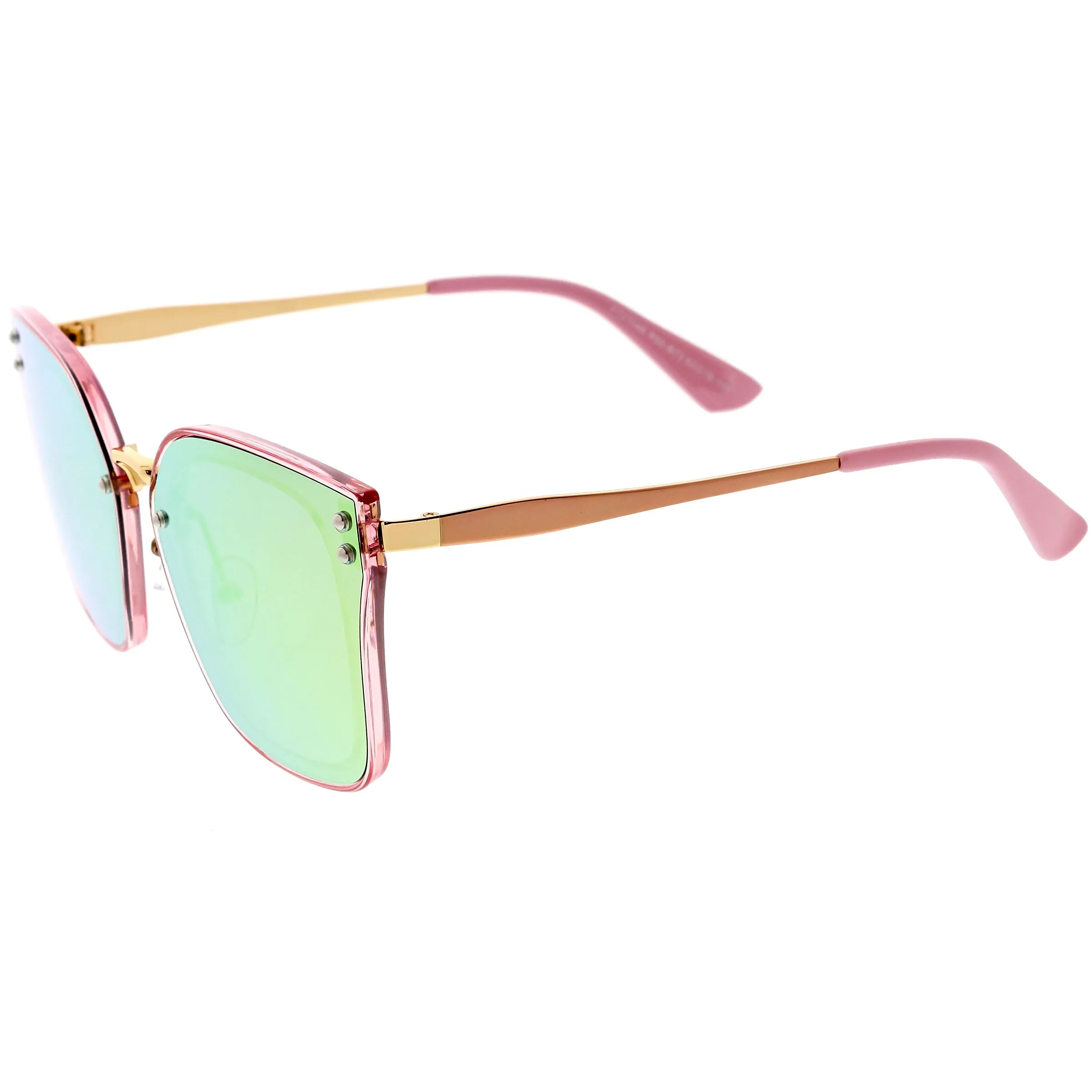 Women's Oversize Square Mirrored Polarized Flat Lens Sunglasses C883