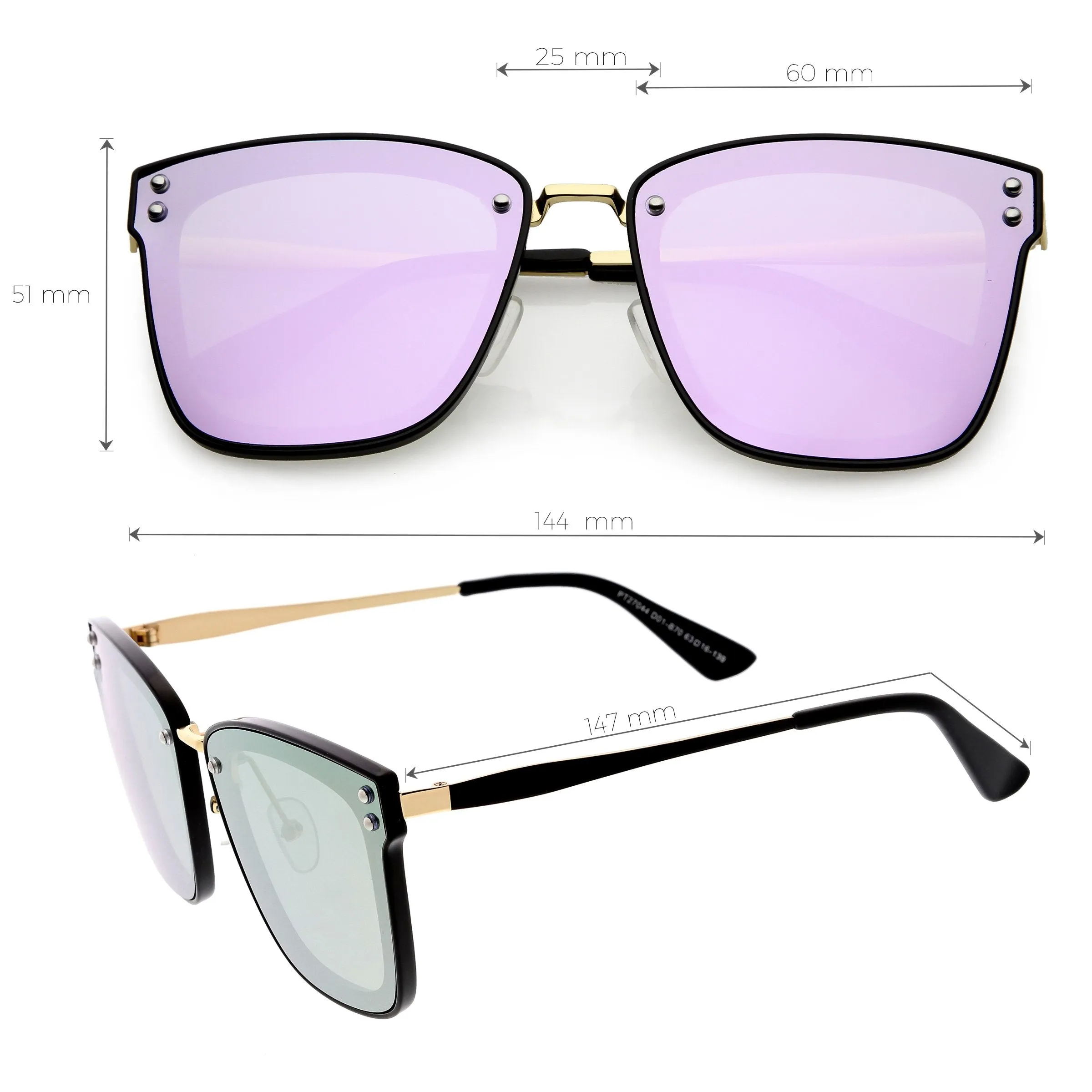 Women's Premium Flat Infinity Mirrored Polarized Lens Sunglasses C882