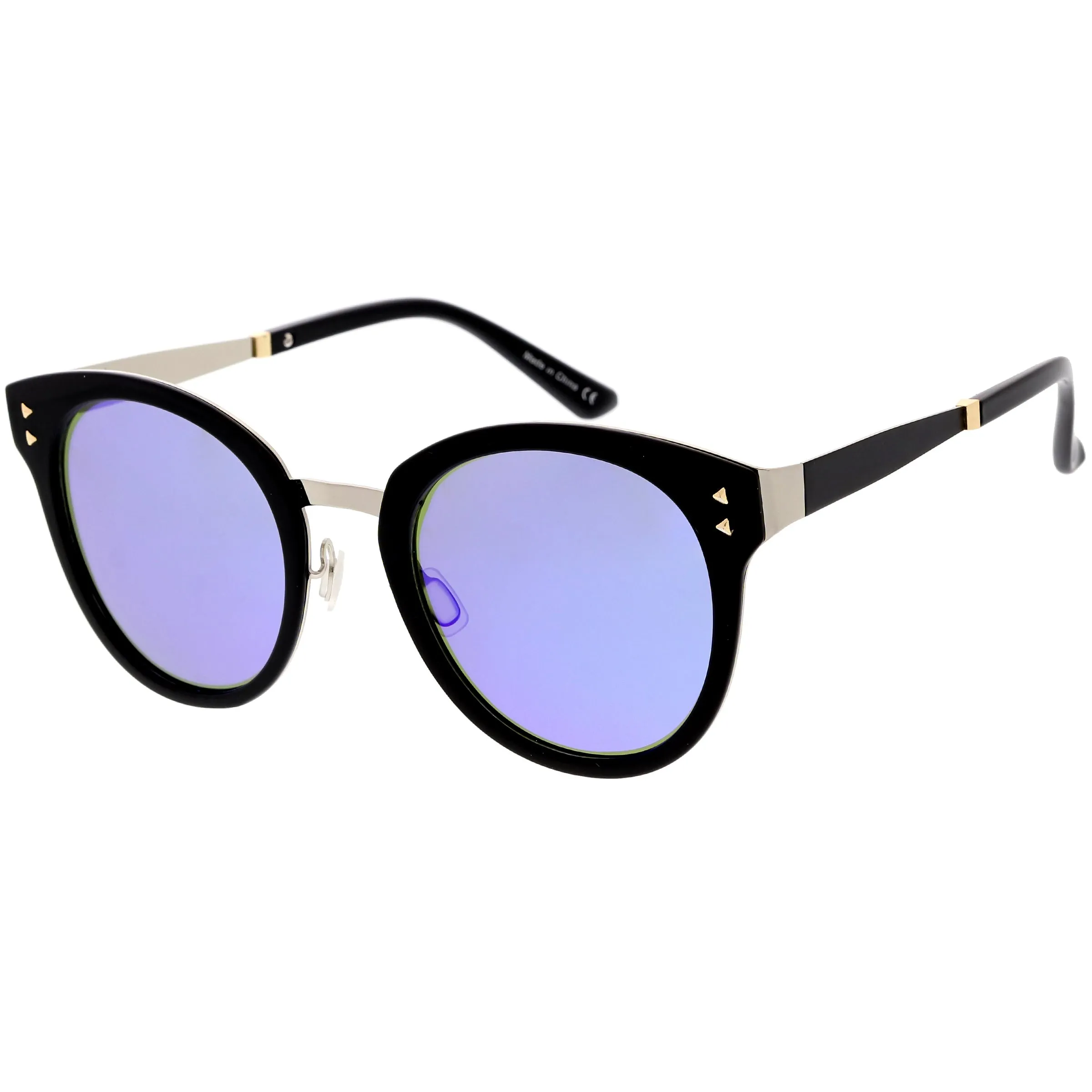 Women's Premium Horned Rim Mirrored Polarized Lens Sunglasses C830