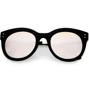 Women's Round Horned Rim Polarized Lens Sunglasses C893