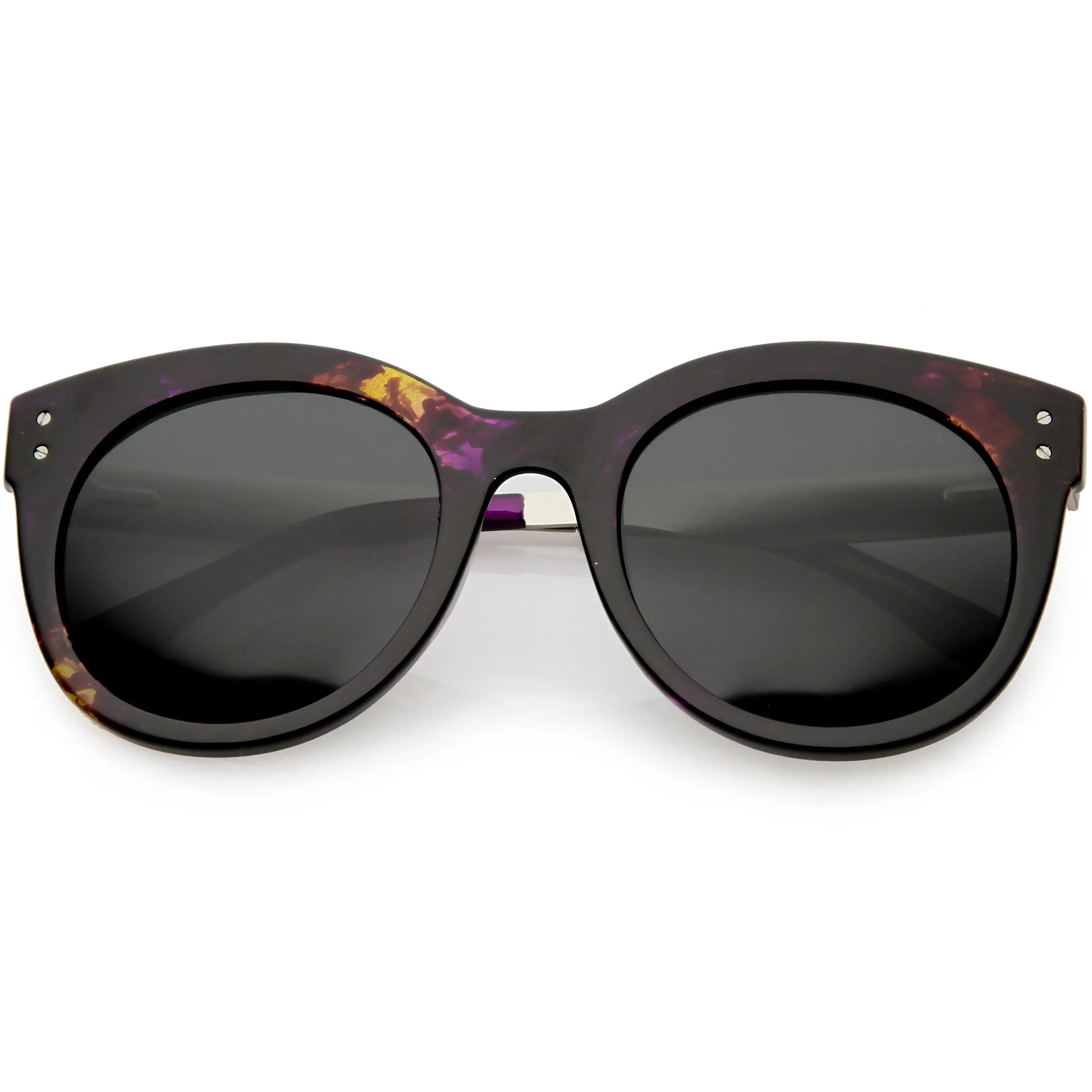 Women's Round Horned Rim Polarized Lens Sunglasses C893